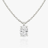 Solitaire Oval 14K Rosegold Necklace w. Lab-Grown Diamond