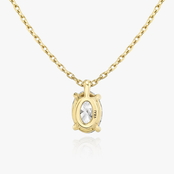 Solitaire Oval 14K Gold Necklace w. Lab-Grown Diamond