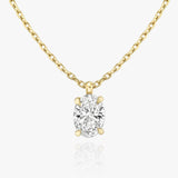 Solitaire Oval 14K Gold Necklace w. Lab-Grown Diamond