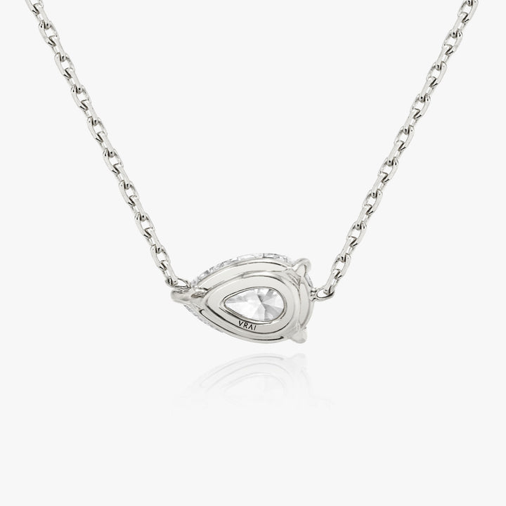 Solitaire Pear 14K Whitegold Necklace w. Lab-Grown Diamond