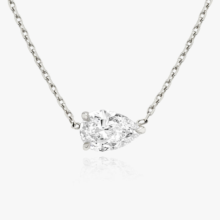 Solitaire Pear 14K Whitegold Necklace w. Lab-Grown Diamond