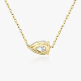 Solitaire Pear 14K Gold Necklace w. Lab-Grown Diamond