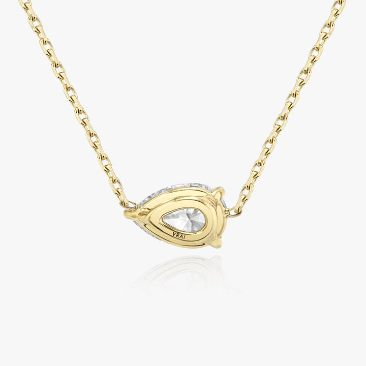 Solitaire Pear 14K Gold Necklace w. Lab-Grown Diamond