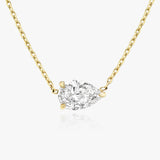 Solitaire Pear 14K Gold Necklace w. Lab-Grown Diamond