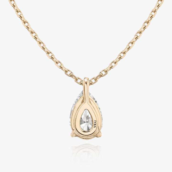 Solitaire Pear 14K Rosegold Necklace w. Lab-Grown Diamond
