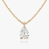 Solitaire Pear 14K Whitegold Necklace w. Lab-Grown Diamond