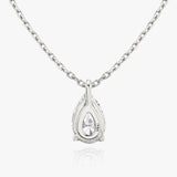 Solitaire Pear 14K Whitegold Necklace w. Lab-Grown Diamond