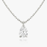 Solitaire Pear 14K Gold Necklace w. Lab-Grown Diamond