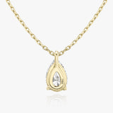 Solitaire Pear 14K Gold Necklace w. Lab-Grown Diamond