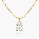 Solitaire Pear 14K Gold Necklace w. Lab-Grown Diamond