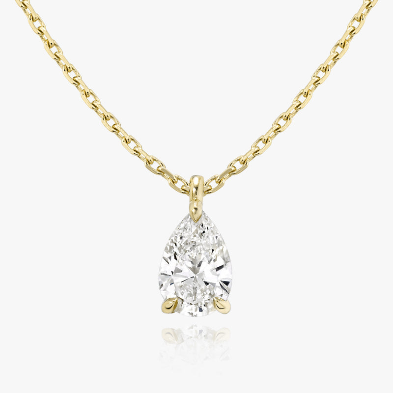 Solitaire Pear 14K Whitegold Necklace w. Lab-Grown Diamond