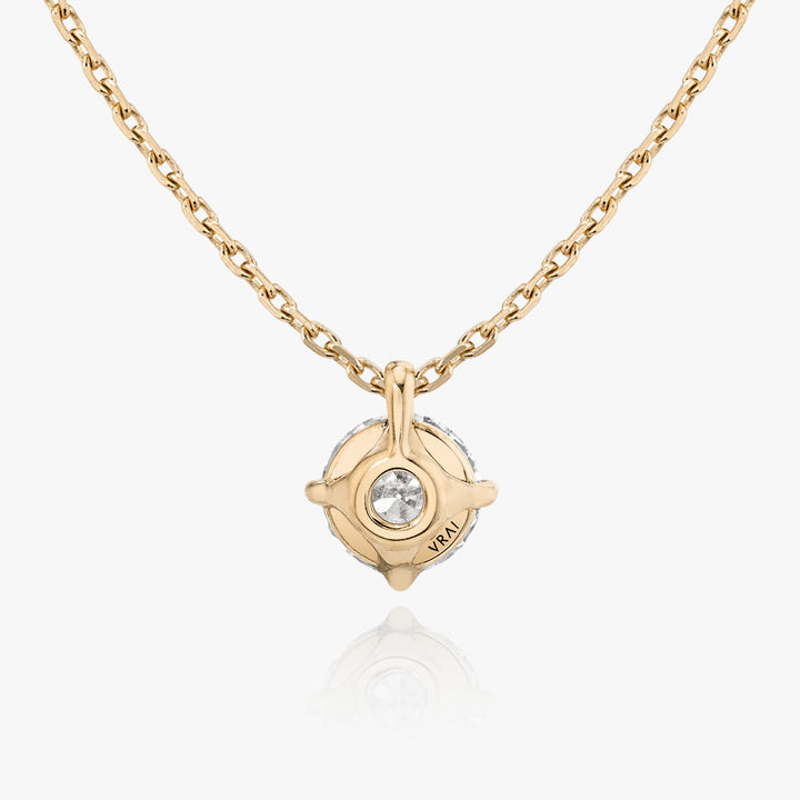 Solitaire Hanging Round Brilliant 14K Rosegold Necklace w. Lab-Grown Diamond