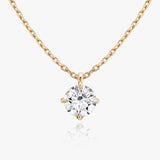 Solitaire Hanging Round Brilliant 14K Whitegold Necklace w. Lab-Grown Diamond