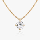 Solitaire Hanging Round Brilliant 14K Gold Necklace w. Lab-Grown Diamond