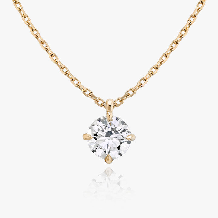 Solitaire Hanging Round Brilliant 14K Rosegold Necklace w. Lab-Grown Diamond