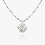 Solitaire Hanging Round Brilliant 14K Whitegold Necklace w. Lab-Grown Diamond