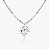 Solitaire Hanging Round Brilliant 14K Gold Necklace w. Lab-Grown Diamond