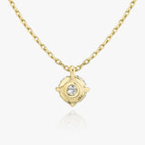 Solitaire Hanging Round Brilliant 14K Gold Necklace w. Lab-Grown Diamond