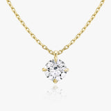 Solitaire Hanging Round Brilliant 14K Rosegold Necklace w. Lab-Grown Diamond