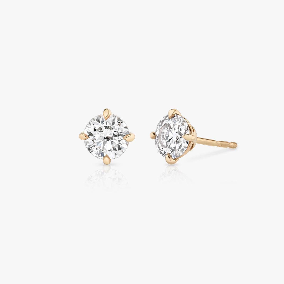 Solitaire Round Brilliant 14K Whitegold Studs w. Lab-Grown Diamonds