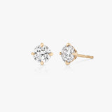 Solitaire Rund Brilliant 14K Guld Ørestikkere m. Lab-Grown Diamanter