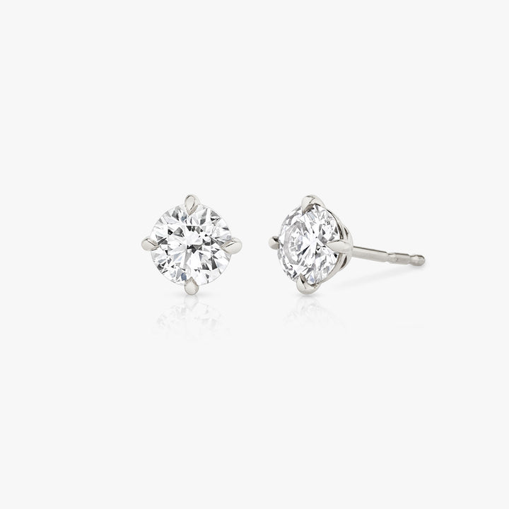 Solitaire Round Brilliant 14K Whitegold Studs w. Lab-Grown Diamonds