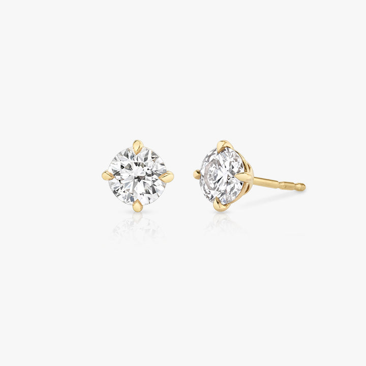 Solitaire Round Brilliant 14K Gold Studs w. Lab-Grown Diamonds