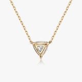 Solitaire Trillion 14K Rosegold Necklace w. Lab-Grown Diamond