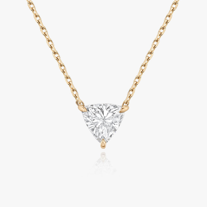 Solitaire Trillion 14K Rosegold Necklace w. Lab-Grown Diamond