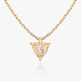Solitaire Trillion 14K Rosegold Necklace w. Lab-Grown Diamond