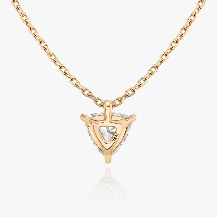 Solitaire Trillion 14K Rosegold Necklace w. Lab-Grown Diamond