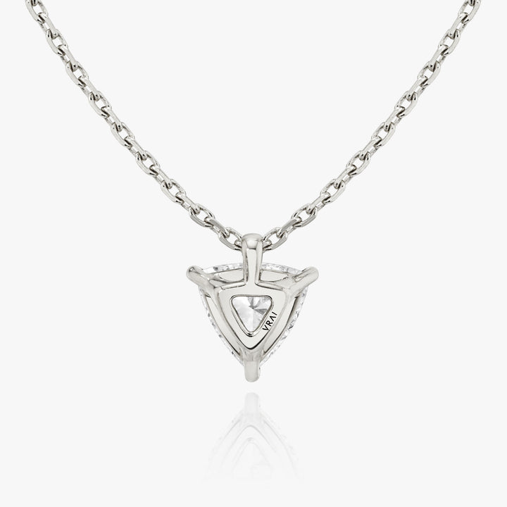 Solitaire Trillion 14K Whitegold Necklace w. Lab-Grown Diamond
