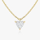 Solitaire Trillion 14K Rosegold Necklace w. Lab-Grown Diamond