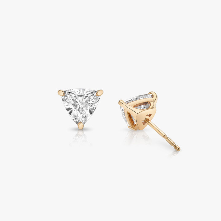 Solitaire Trillion 14K Rosegold Studs w. Lab-Grown Diamonds