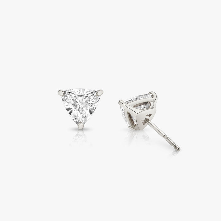 Solitaire Trillion 14K Whitegold Studs w. Lab-Grown Diamonds