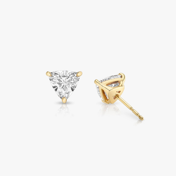 Solitaire Trillion 14K Gold Studs w. Lab-Grown Diamonds