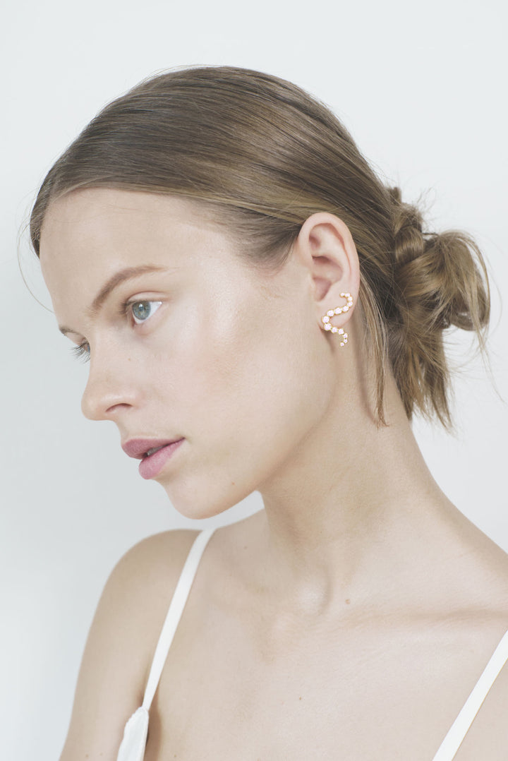 The Star Gold Plated Earring w. Purple Zirconia
