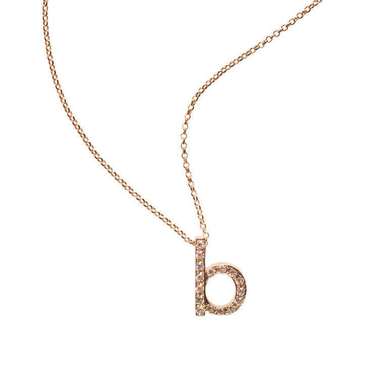 Diamond Letter B Halskæde Guld, Hvid