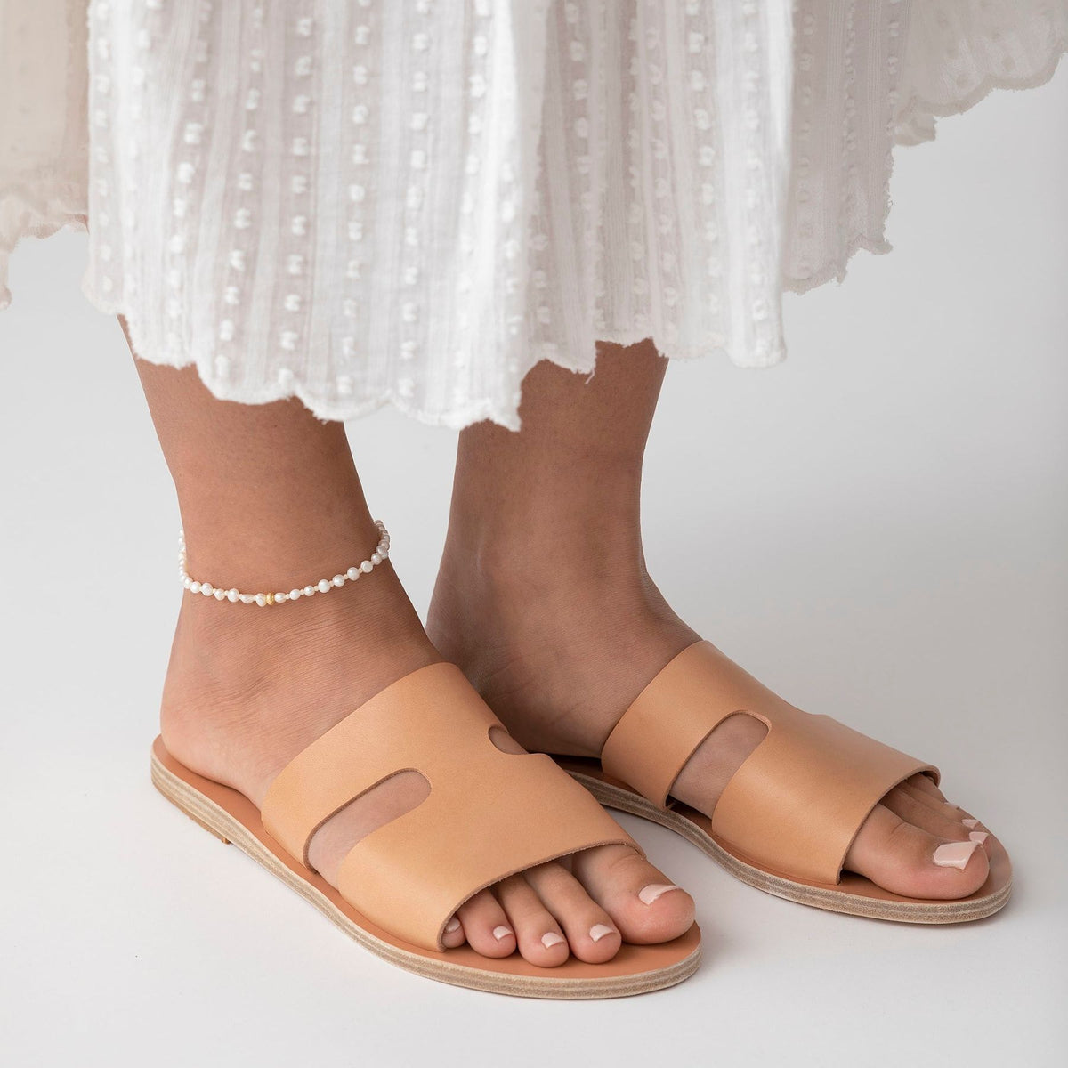 Stellar Pearly Gold Plated Anklet w. White Pearls