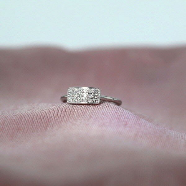 Rock Firkantet 18K Hvidguld Ring m. Diamanter