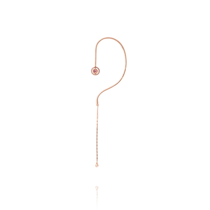 Swiveling Hook 18K Rosegold Ear Cuff w. Diamonds, Topaz & Amethyst