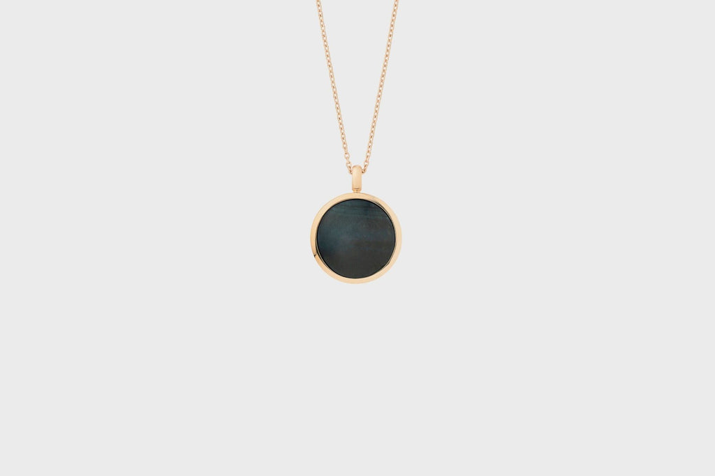 IX Round Hawks Eye Gold Plated Pendant