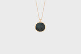 IX Round Hawks Eye Gold Plated Pendant