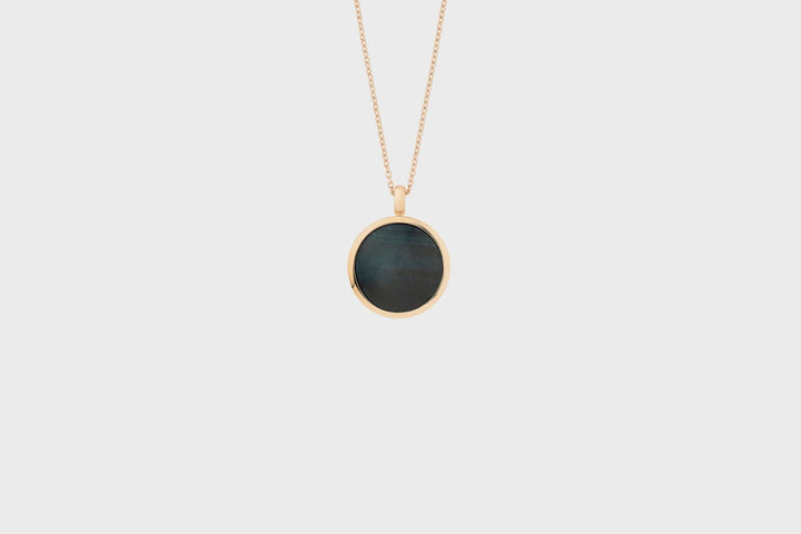IX Round Hawks Eye Gold Plated Pendant