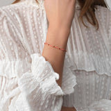 Tamarindo Gold Plated Bracelet w. Red & White Beads