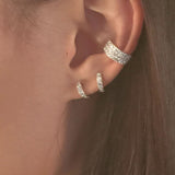 Parallel Small 18K Gold, Rosegold or Whitegold Hoops w. Diamonds