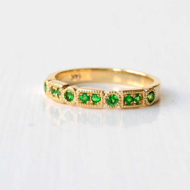 Trine Ji 14K Gold Ring w. Tsavorites