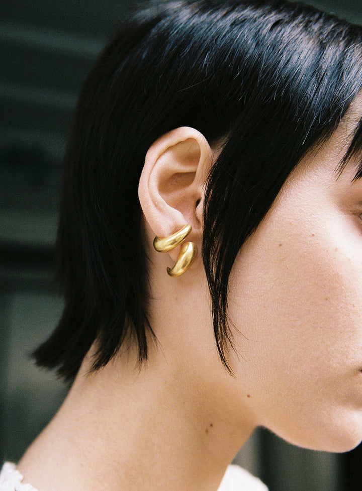 Twin lobe Silver Earrings