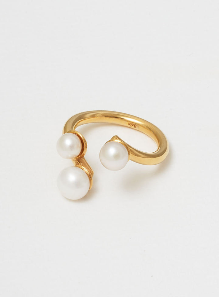 Twisted pearl 14K Forgyldt Ring m. Perle