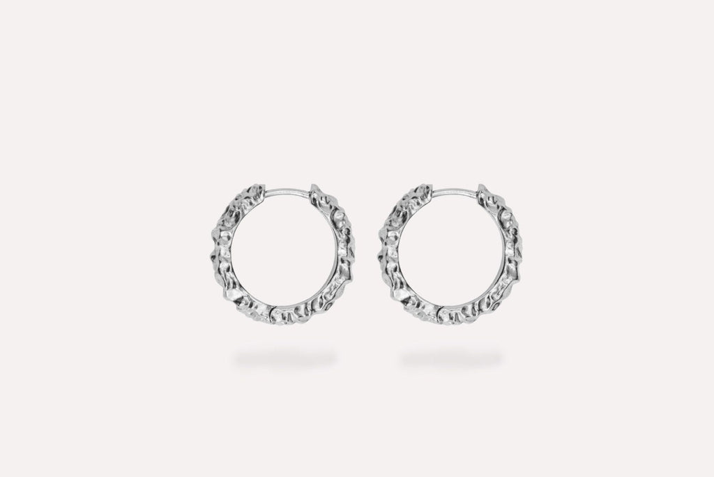 IX Crunchy Edge Silver Hoop